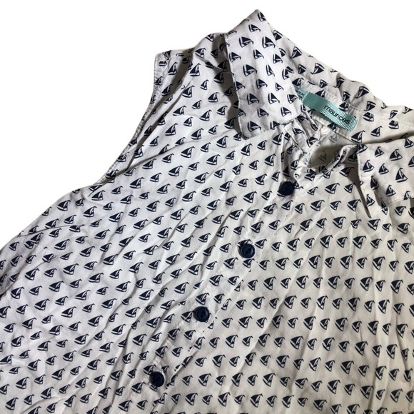 Blue and White Sailboat Button Down Tank - Picture 4 of 4